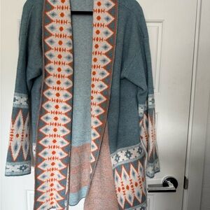 Funky Aspen Pattern Blue and Orange Women's Cardigan/Sweater